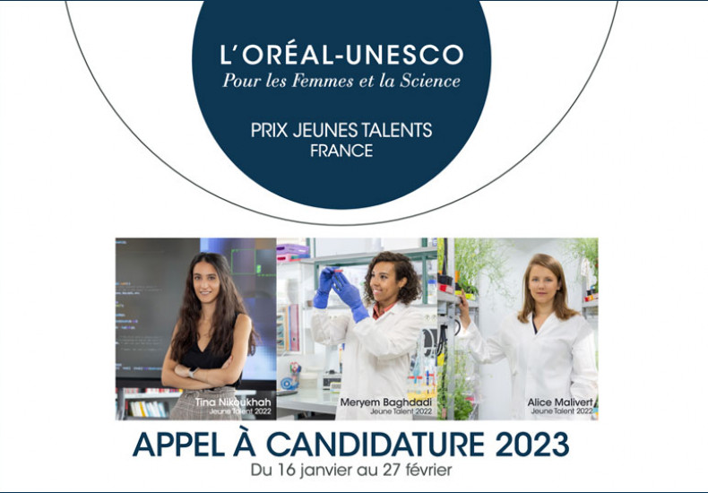 Affiche de l'appel à candidature du prix Jeunes Talents France L'Oréal-UNESCO